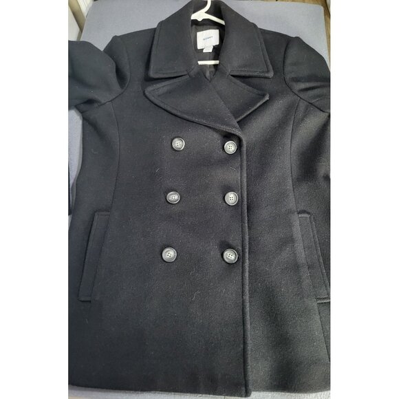 Old Navy Women's LG Black Wool Blend Peacoat Classic Preppy - Picture 3 of 8